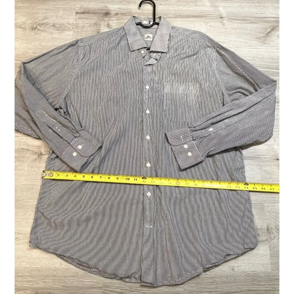 Peter Millar Gray Striped Cotton Button Front Long Sleeve Shirt Size XL‎ - Picture 3 of 6